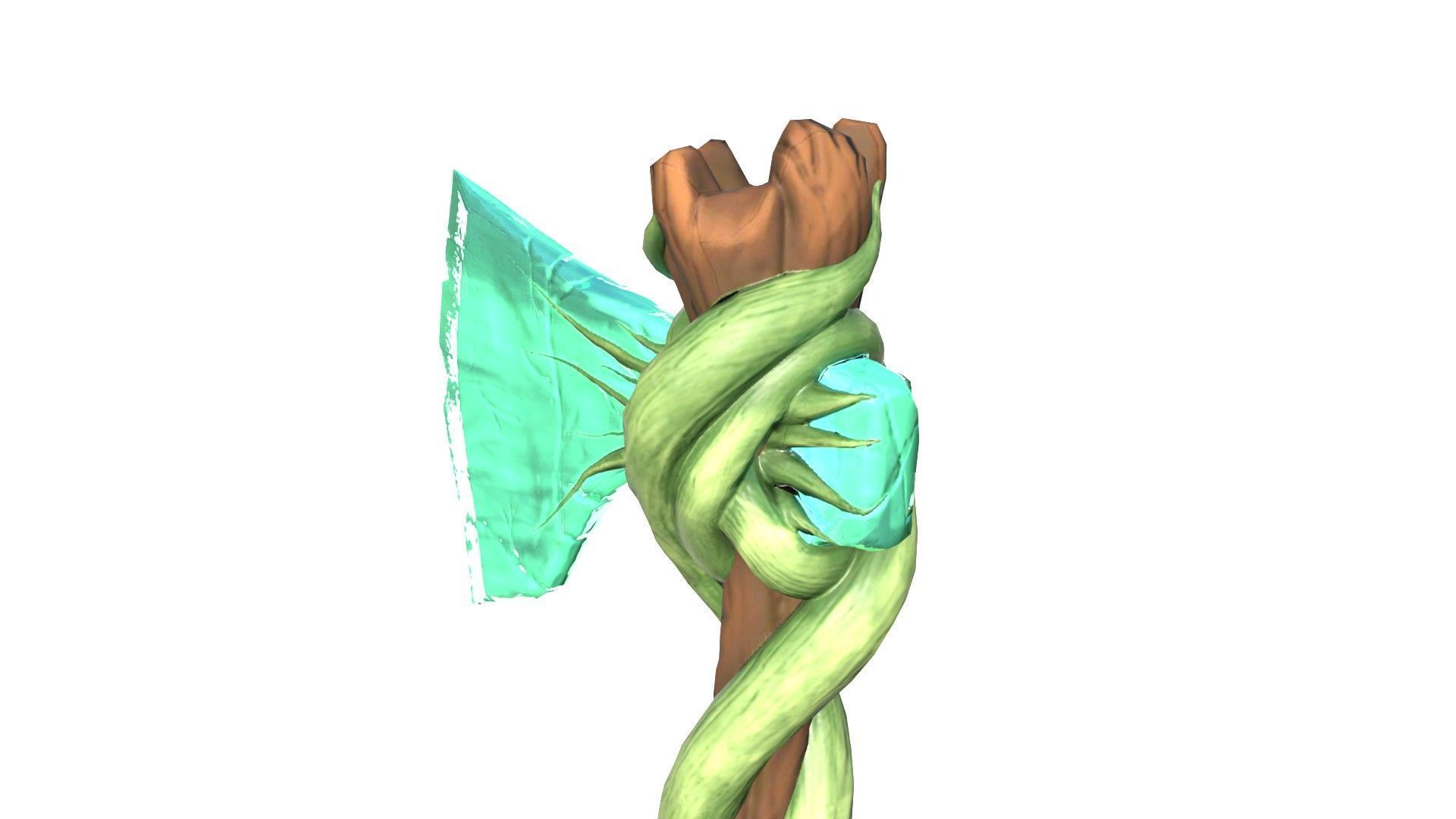 Game-Ready Stylized Fantasy Nature Axe Low-poly 3D model_8