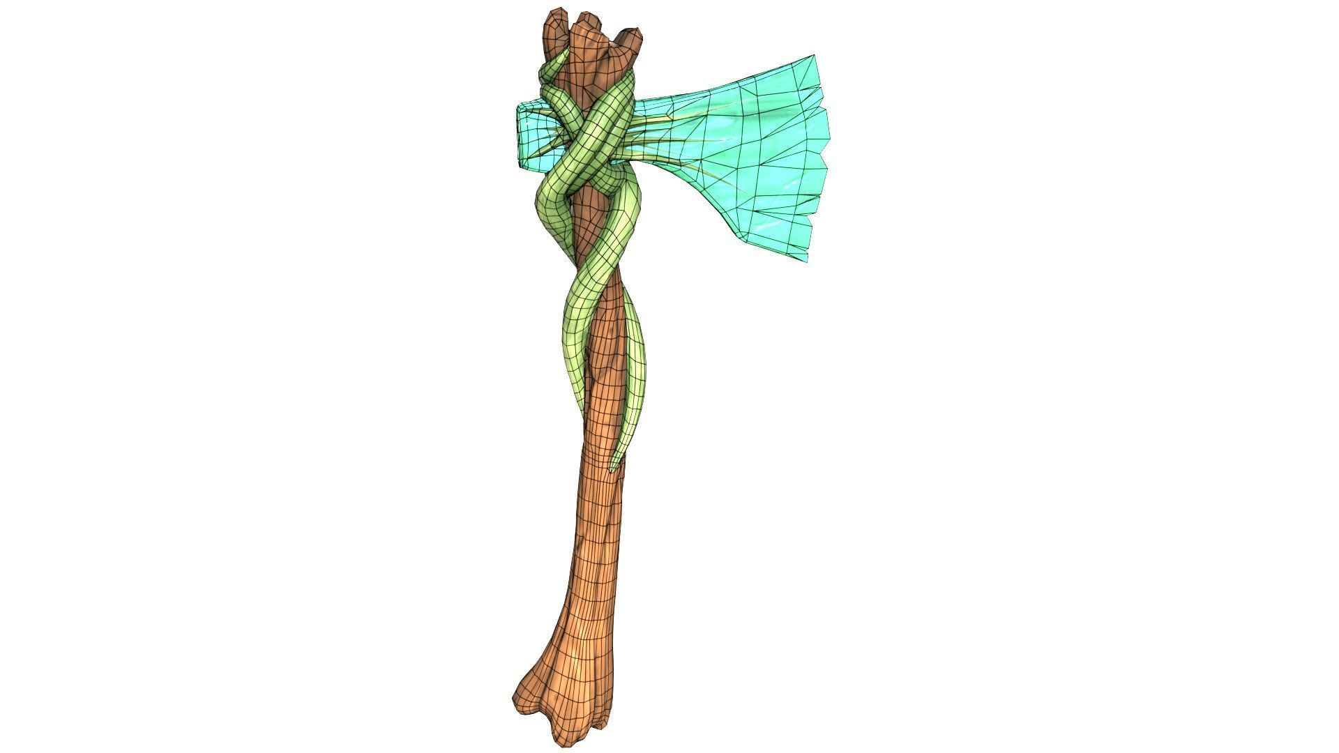 Game-Ready Stylized Fantasy Nature Axe Low-poly 3D model_12