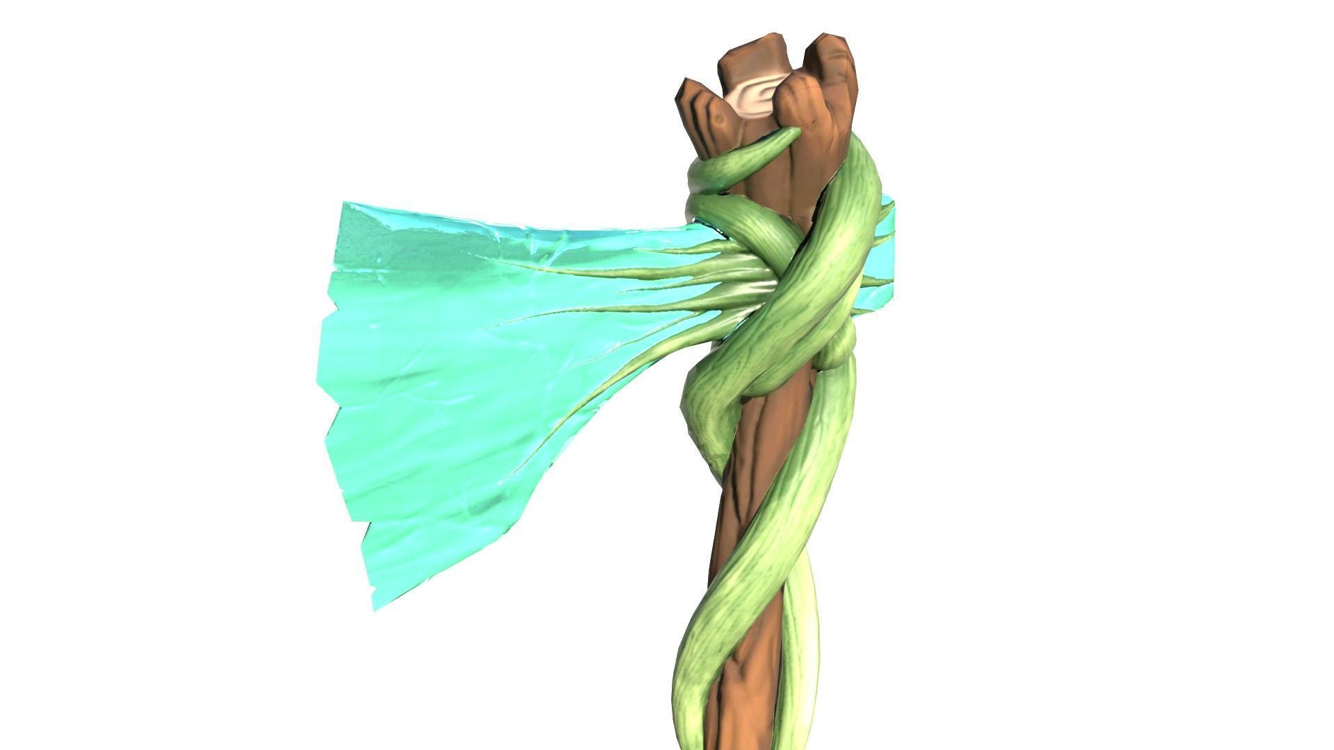 Game-Ready Stylized Fantasy Nature Axe Low-poly 3D model_5