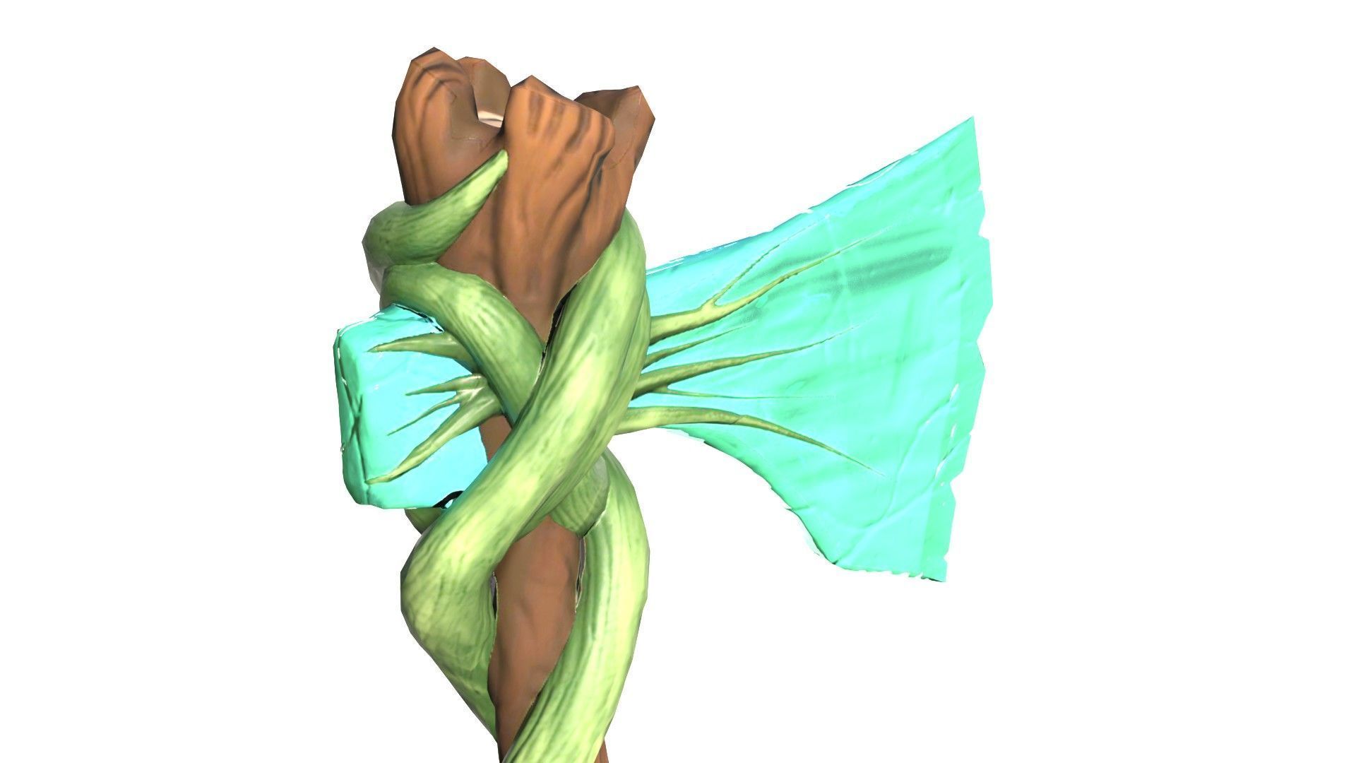 Game-Ready Stylized Fantasy Nature Axe Low-poly 3D model_9