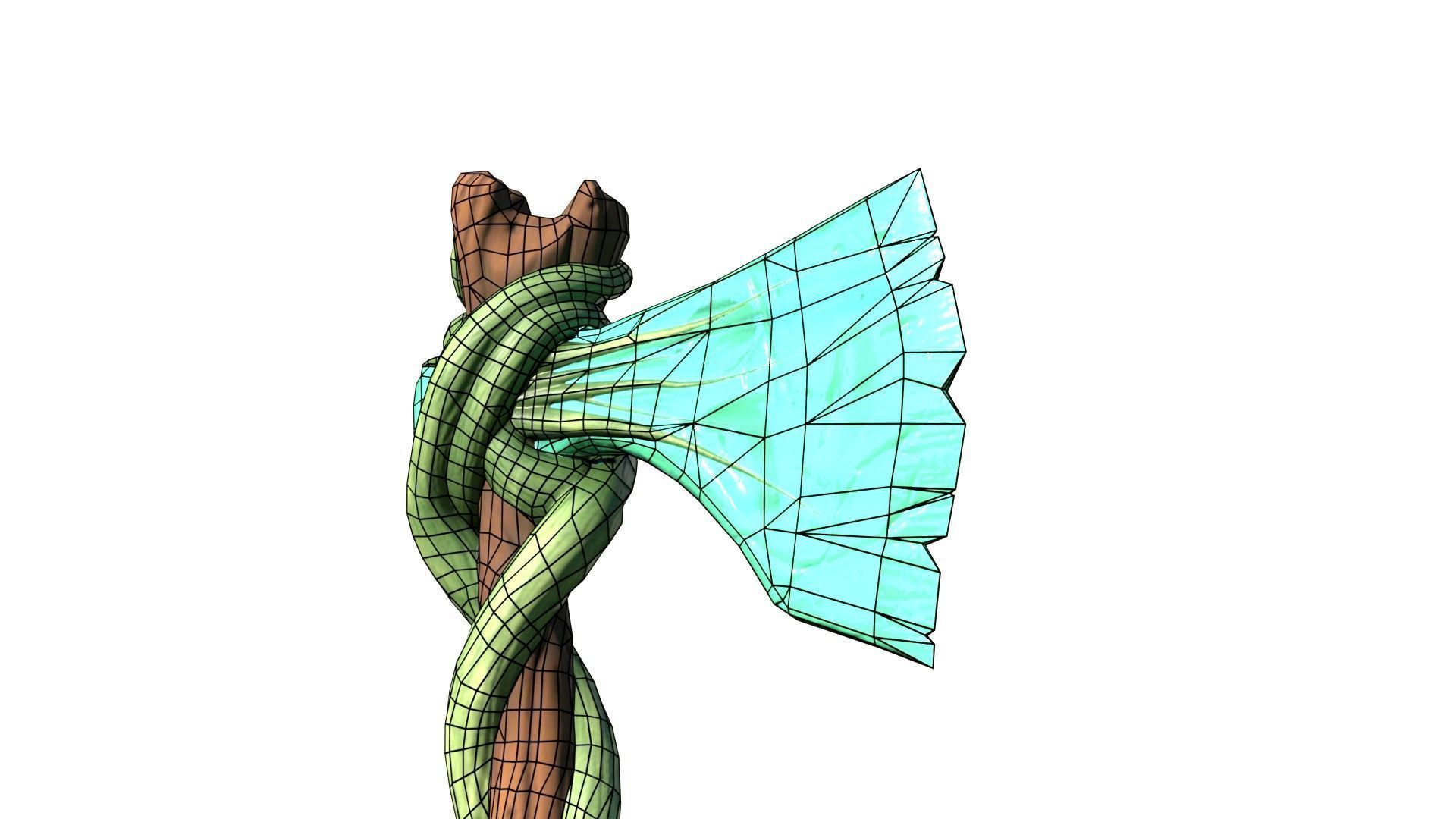 Game-Ready Stylized Fantasy Nature Axe Low-poly 3D model_14