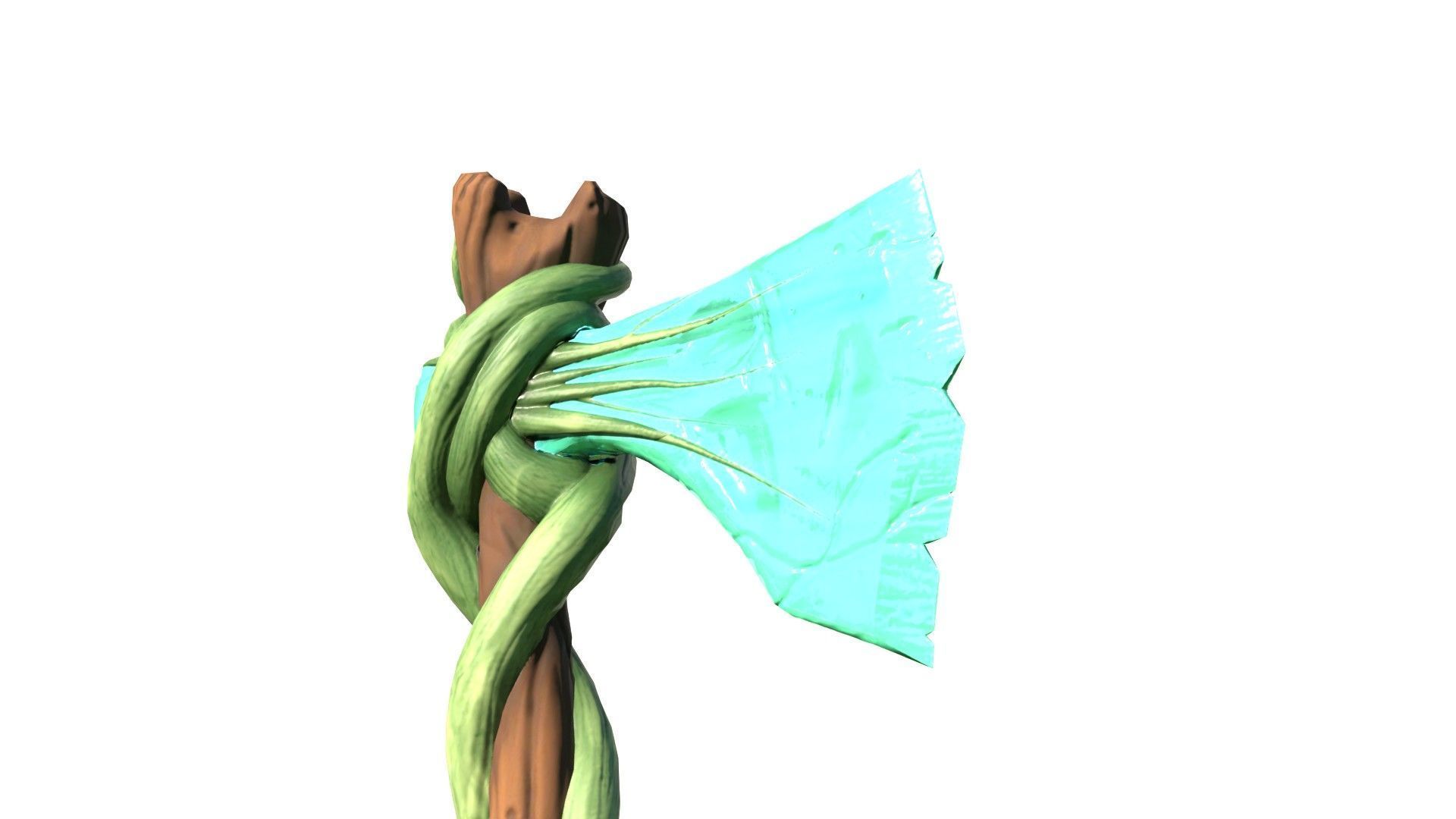 Game-Ready Stylized Fantasy Nature Axe Low-poly 3D model_4
