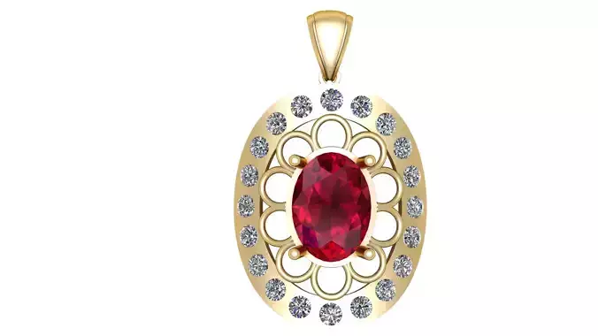 RUBY DIAMOND PENDANT 3D PRINTABLE MODEL