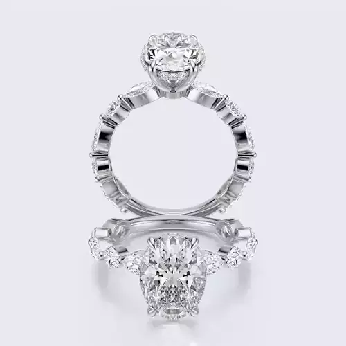 Oval cut  engagement ring 3D print model