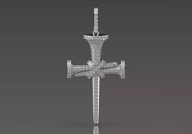 Nail design cross pendant with diamond model jp0237