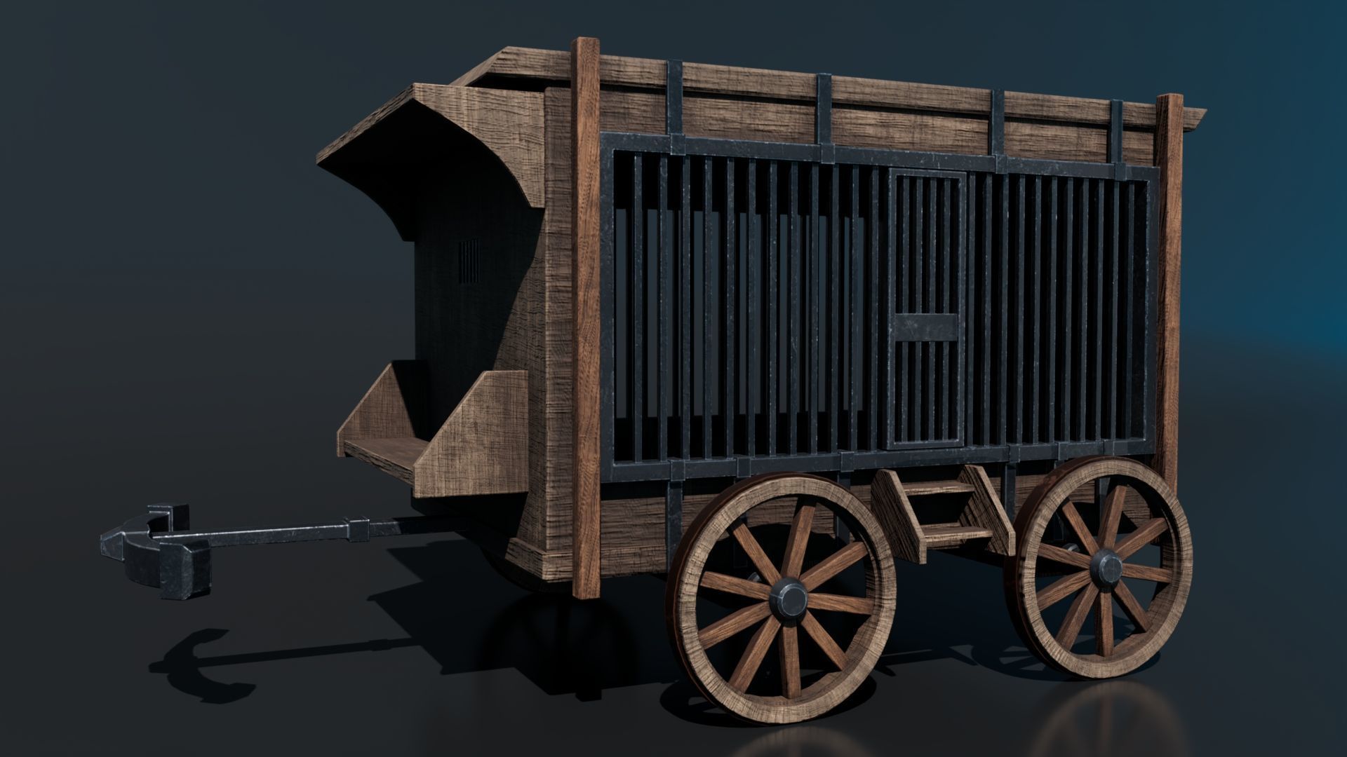 Medieval Carriage Low-poly 3D model_2