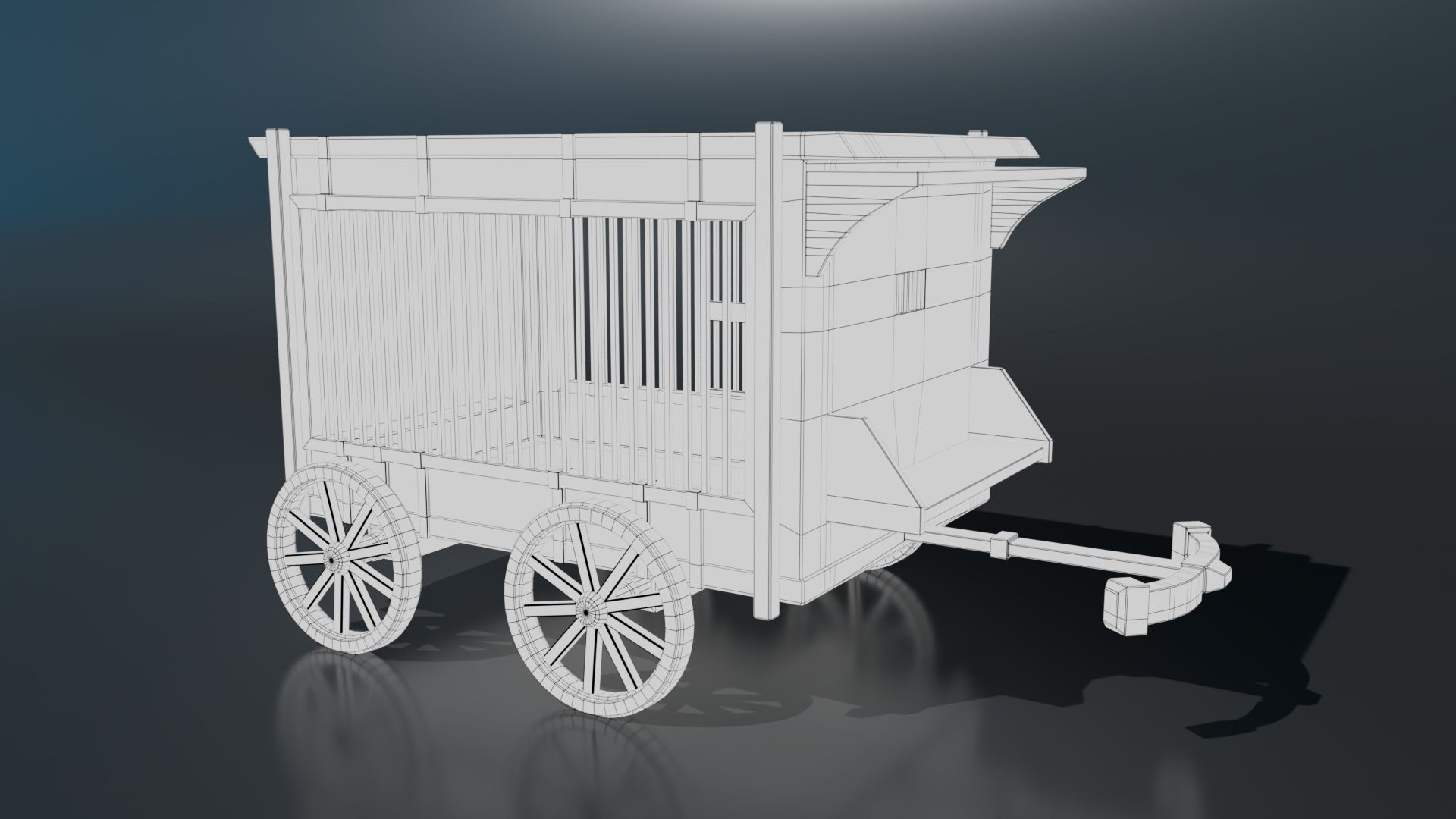 Medieval Carriage Low-poly 3D model_7