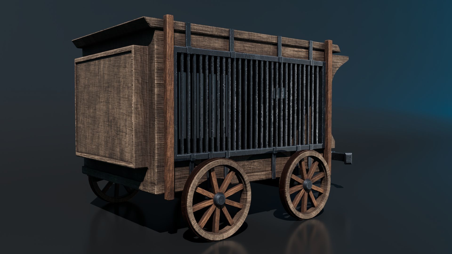 Medieval Carriage Low-poly 3D model_1