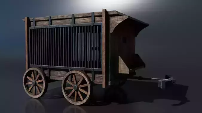 Medieval Carriage Low-poly 3D model