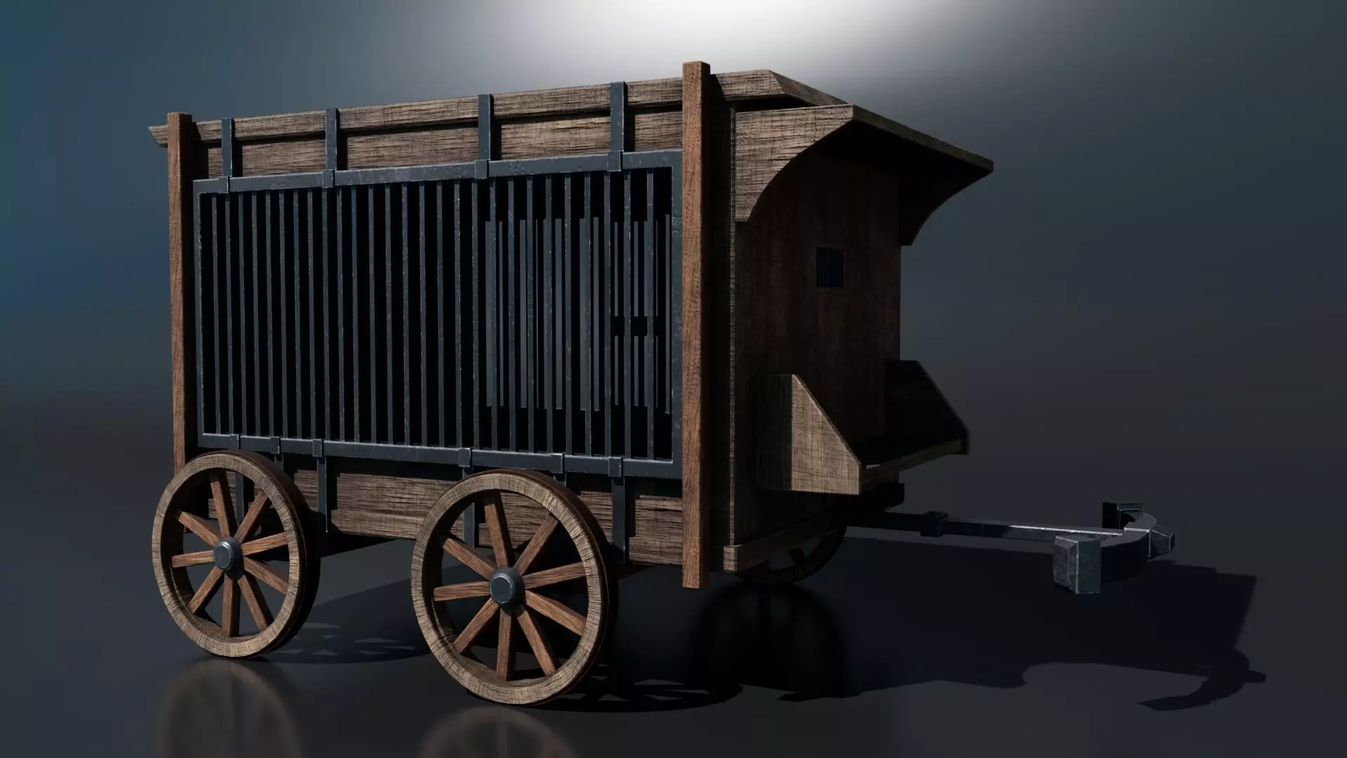 Medieval Carriage Low-poly 3D model_0