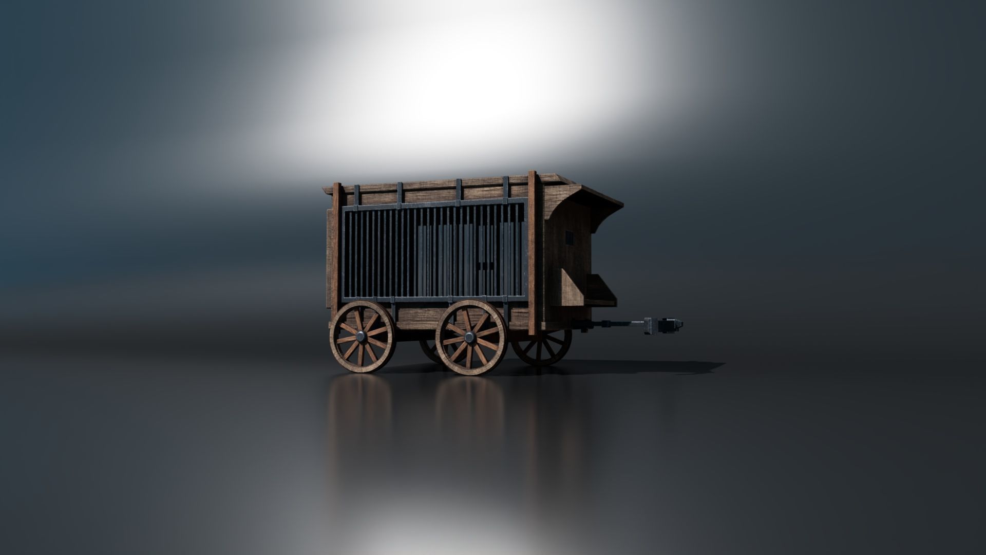 Medieval Carriage Low-poly 3D model_6