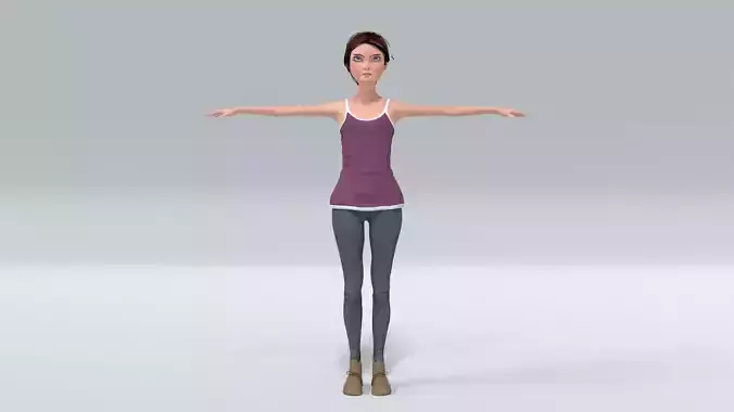laos Toon Female Teen Low-poly 3D model