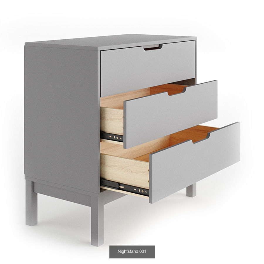 Scandinavian Nightstands 3D Model Collection_3
