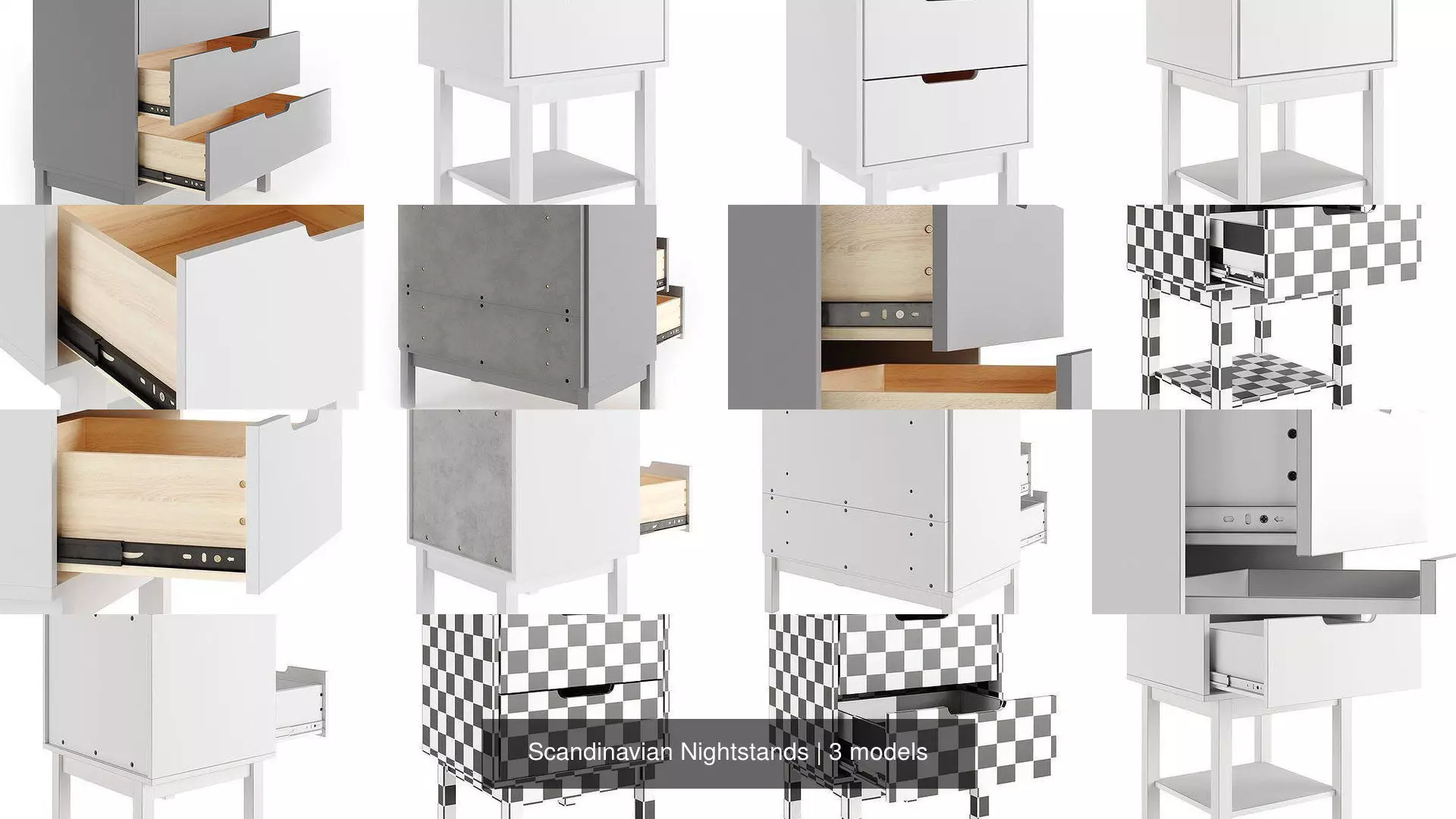 Scandinavian Nightstands 3D Model Collection_0