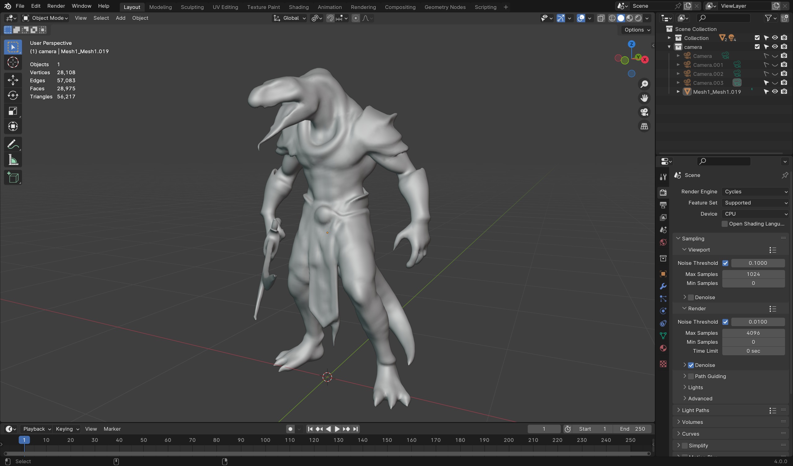 Lizard-Warrior 3D Model  Fantasy Reptilian Fighter Character Low-poly 3D model_6