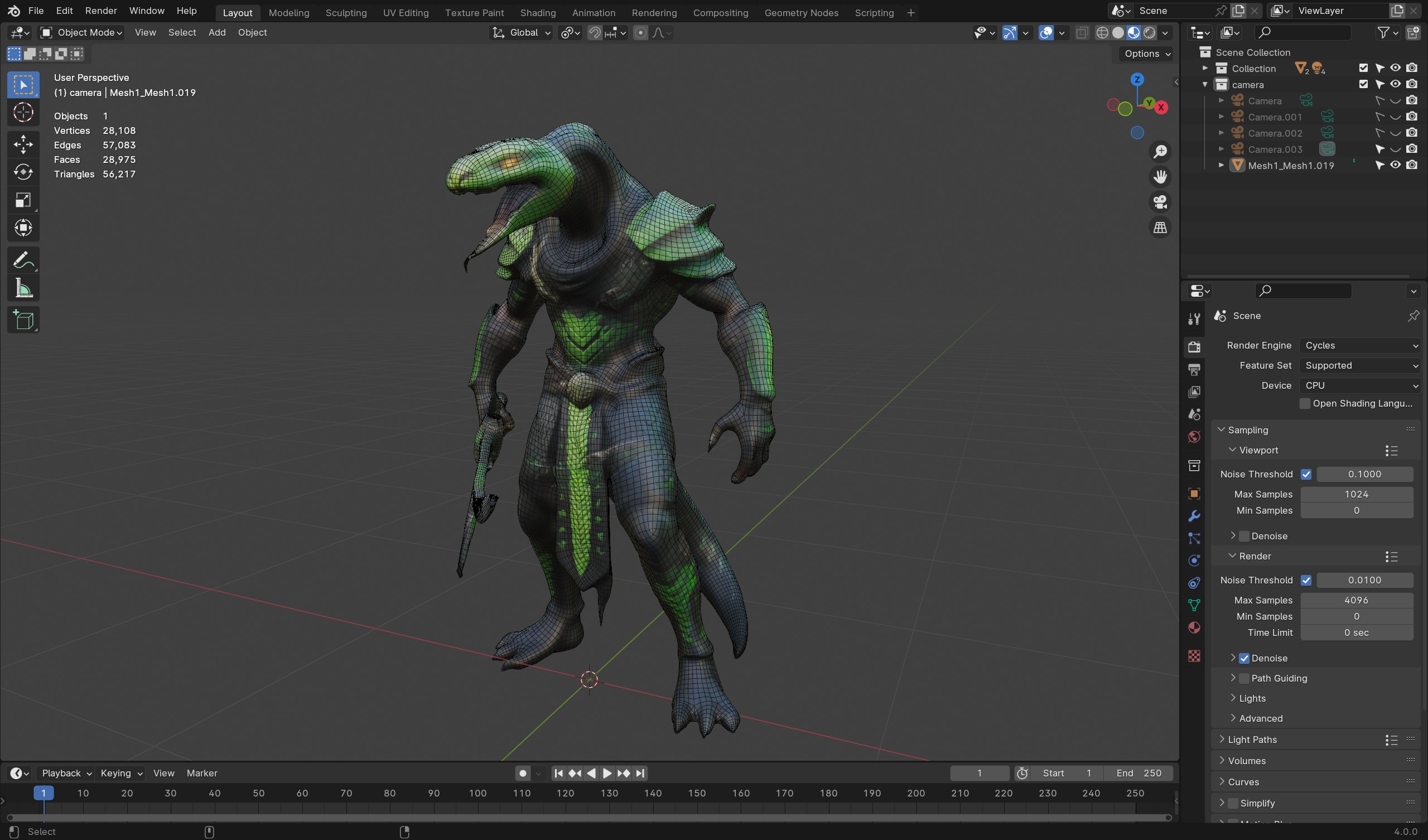 Lizard-Warrior 3D Model  Fantasy Reptilian Fighter Character Low-poly 3D model_5