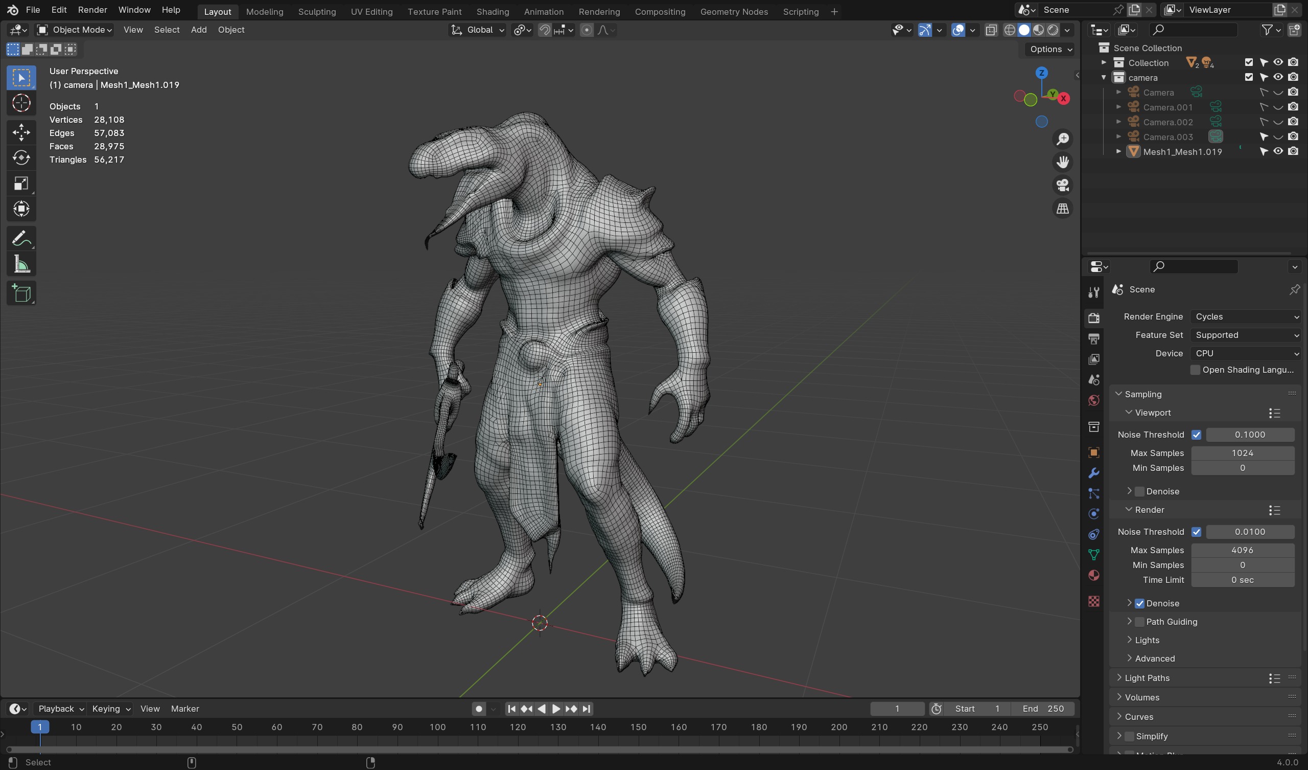 Lizard-Warrior 3D Model  Fantasy Reptilian Fighter Character Low-poly 3D model_7