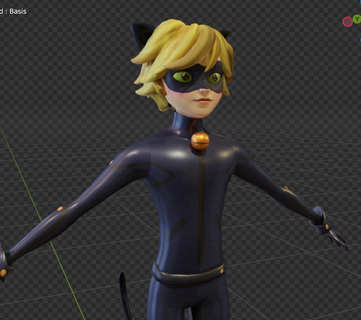 Cat Noir Miraculous Low Poly Low-poly 3D model_2