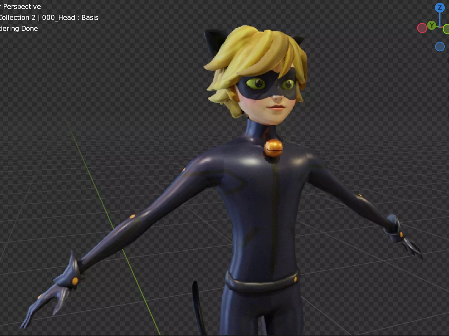 Cat Noir Miraculous Low Poly Low-poly 3D model_0