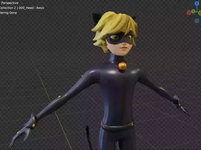 Cat Noir Miraculous Low Poly Low-poly 3D model
