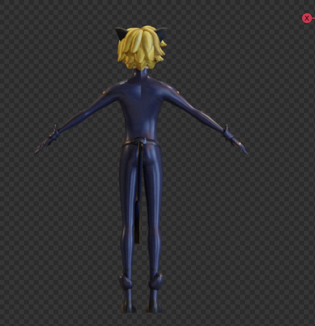 Cat Noir Miraculous Low Poly Low-poly 3D model_12