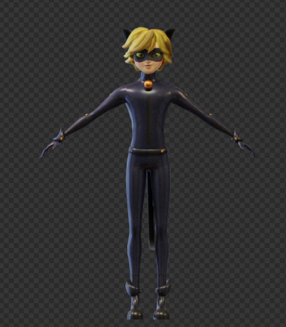 Cat Noir Miraculous Low Poly Low-poly 3D model_9