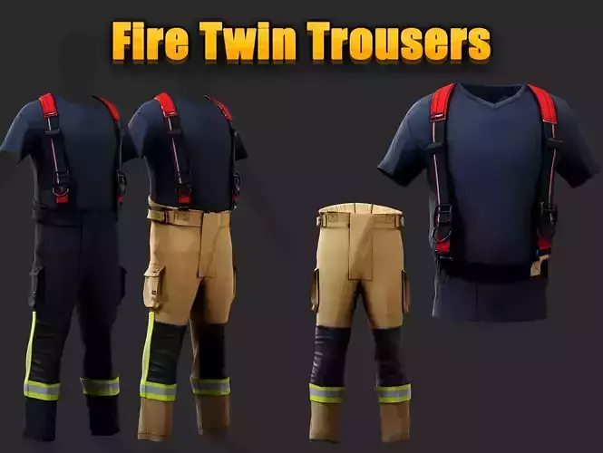 Fire Twin Trousers Dark Blue Gold Black  GTA and Marvelous 