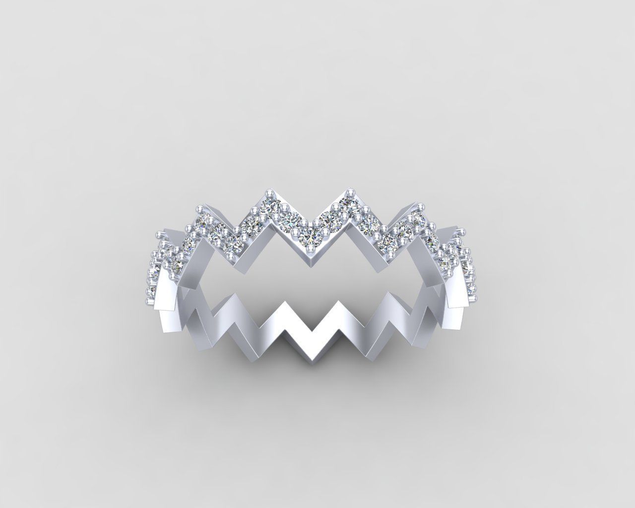 Minimal Zigzag ring 142-MW 3D print model_17
