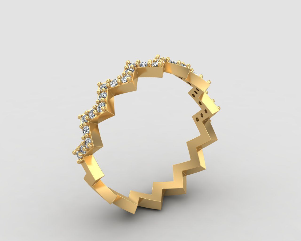 Minimal Zigzag ring 142-MW 3D print model_23