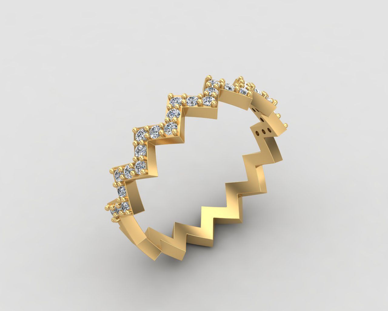 Minimal Zigzag ring 142-MW 3D print model_22