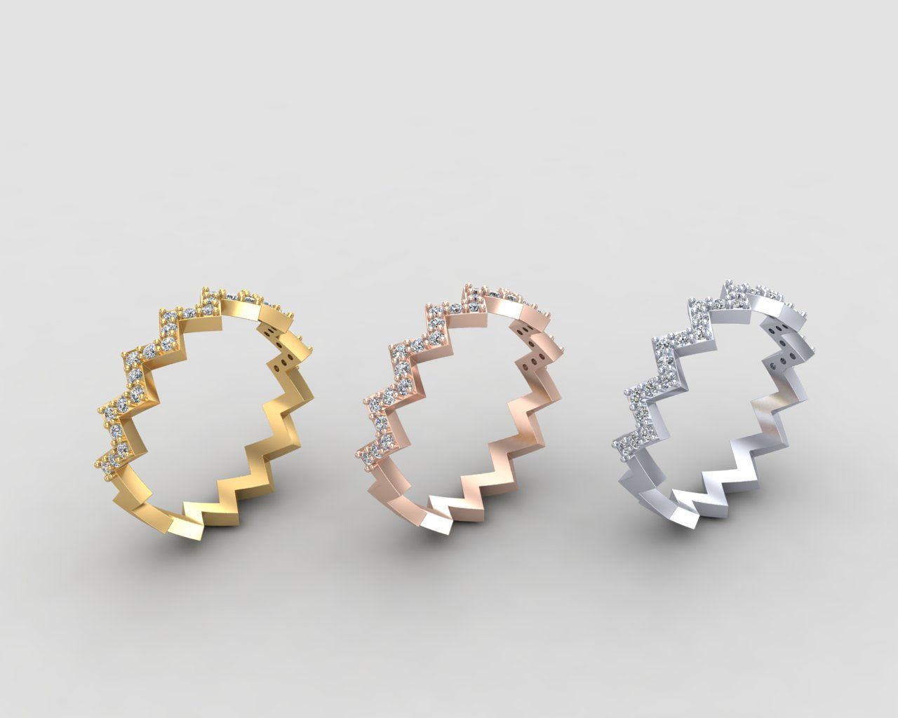 Minimal Zigzag ring 142-MW 3D print model_10