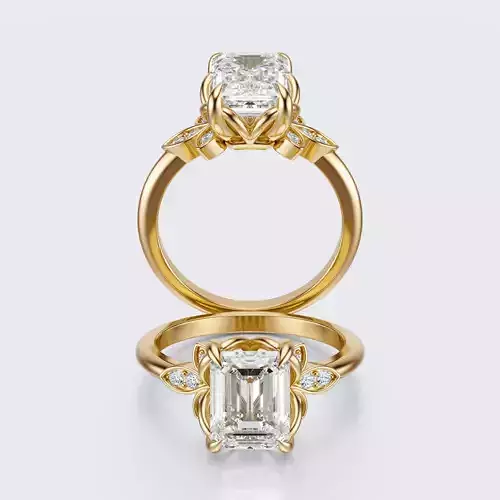 Emerald cut engagement Ring 