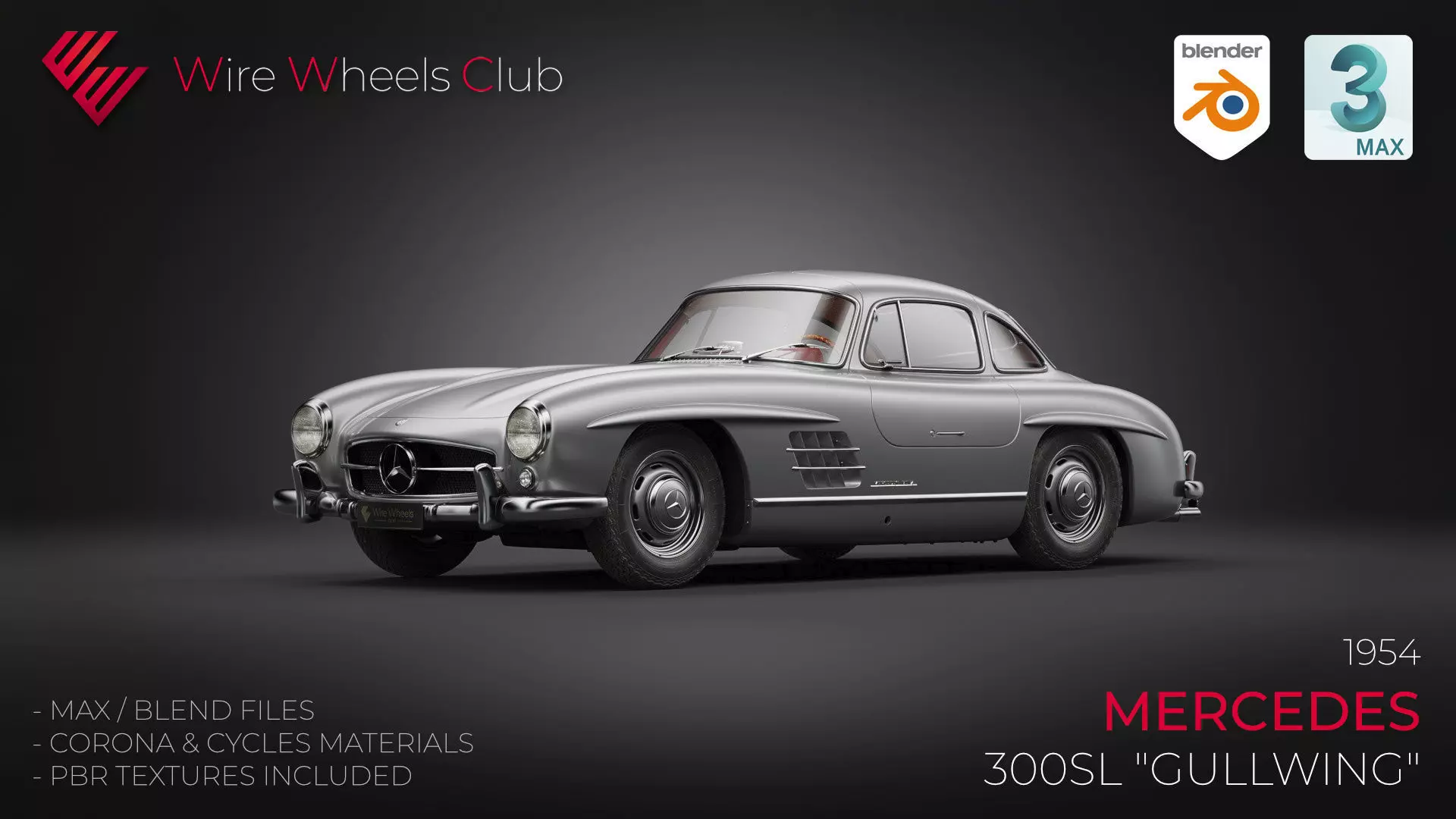 1954 Mercedes 300SL 3D model_0