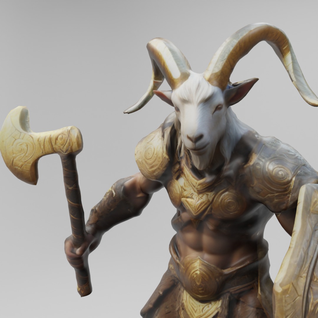 Goat Warrior 3D Model Mythical Fantasy Character Low-poly 3D model_3