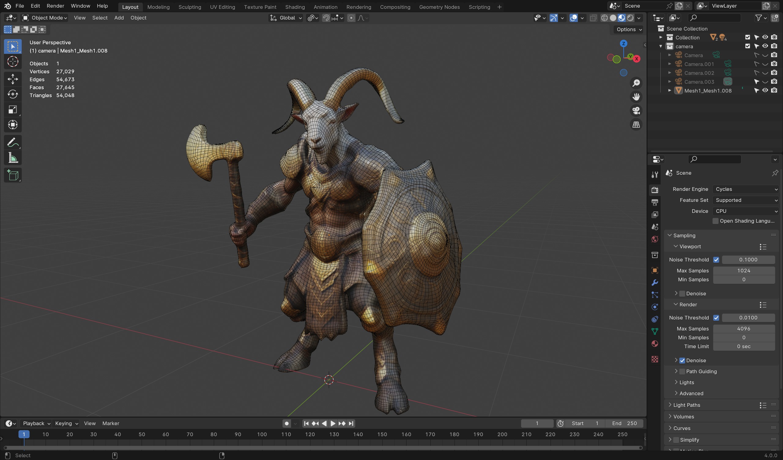 Goat Warrior 3D Model Mythical Fantasy Character Low-poly 3D model_5
