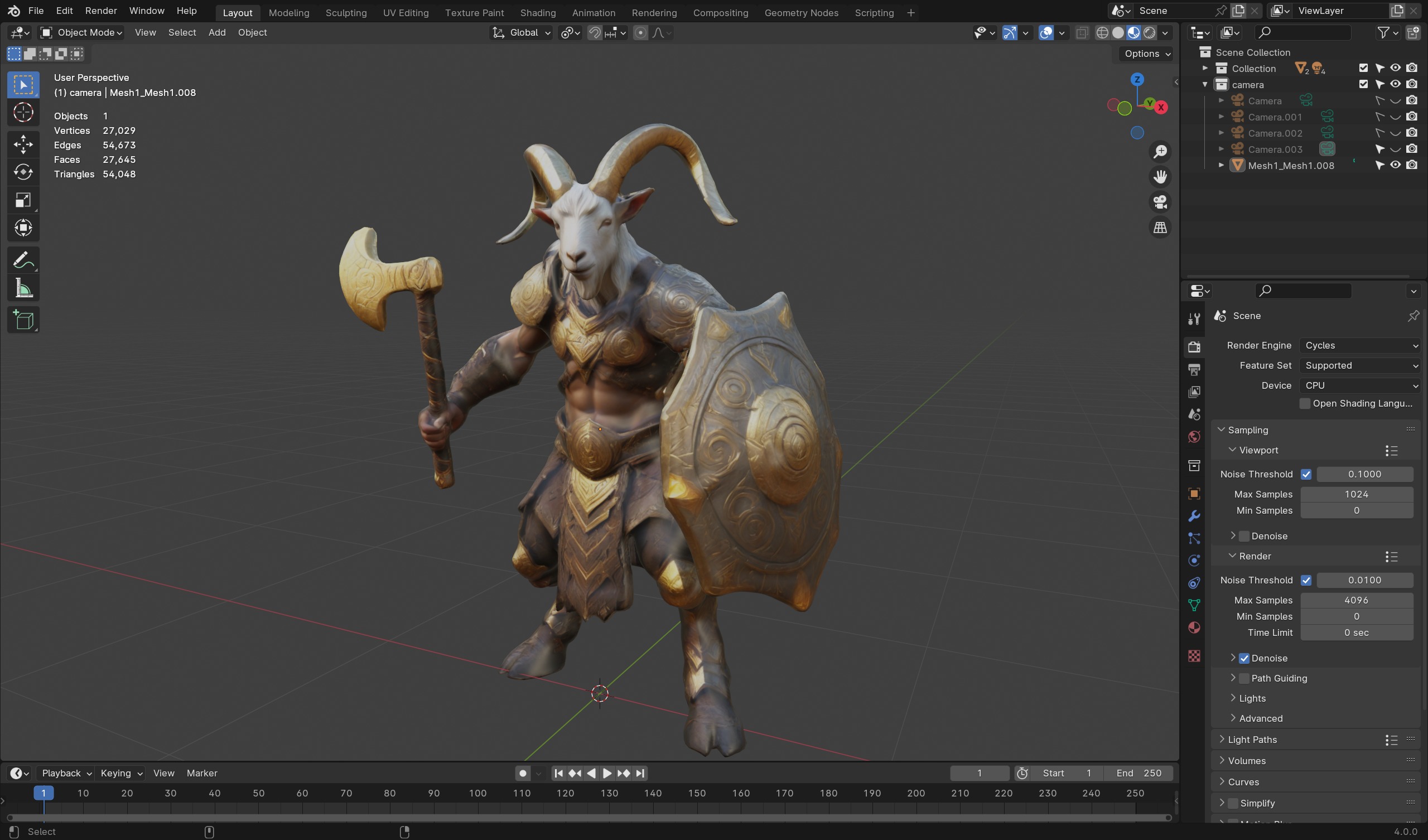 Goat Warrior 3D Model Mythical Fantasy Character Low-poly 3D model_4