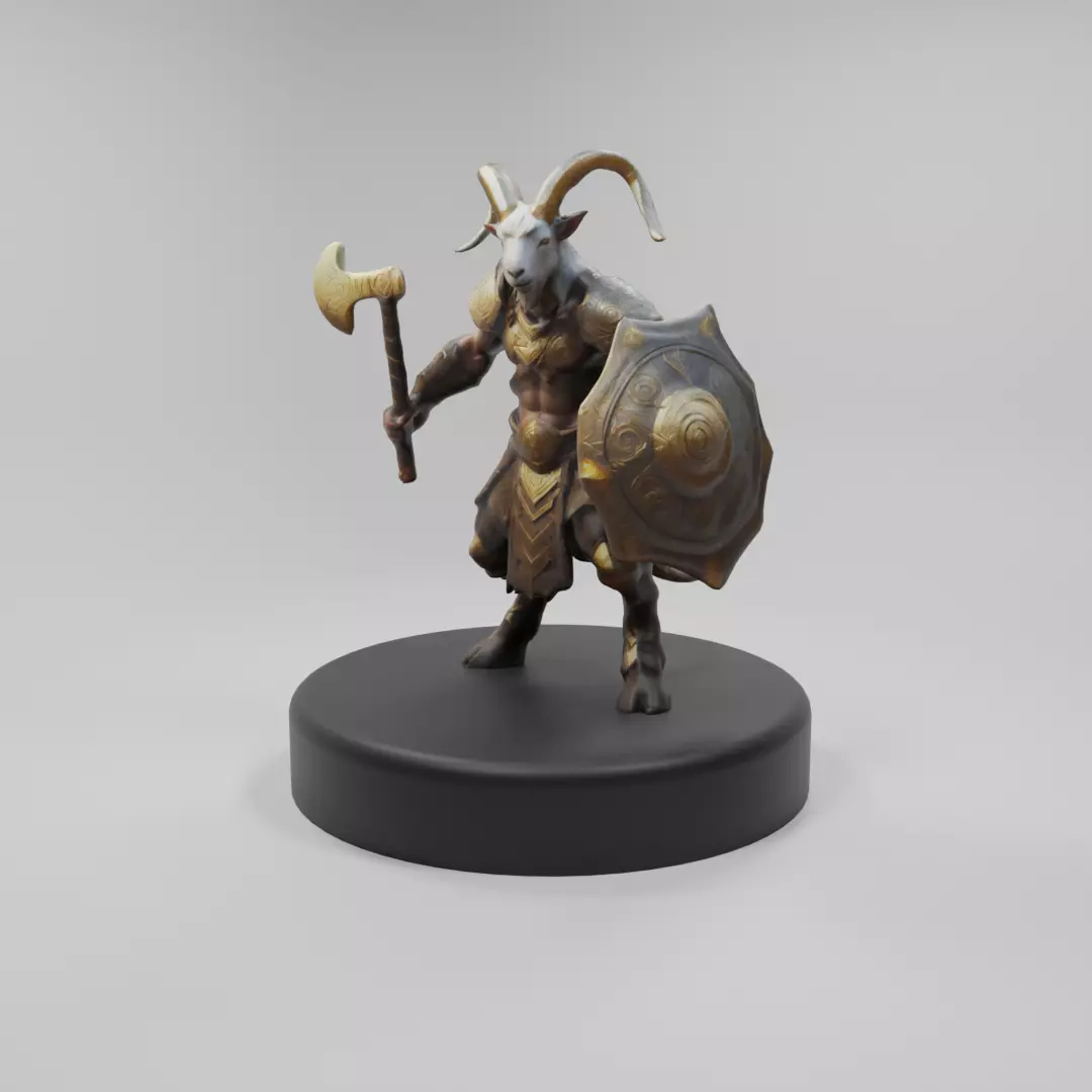 Goat Warrior 3D Model Mythical Fantasy Character Low-poly 3D model_0