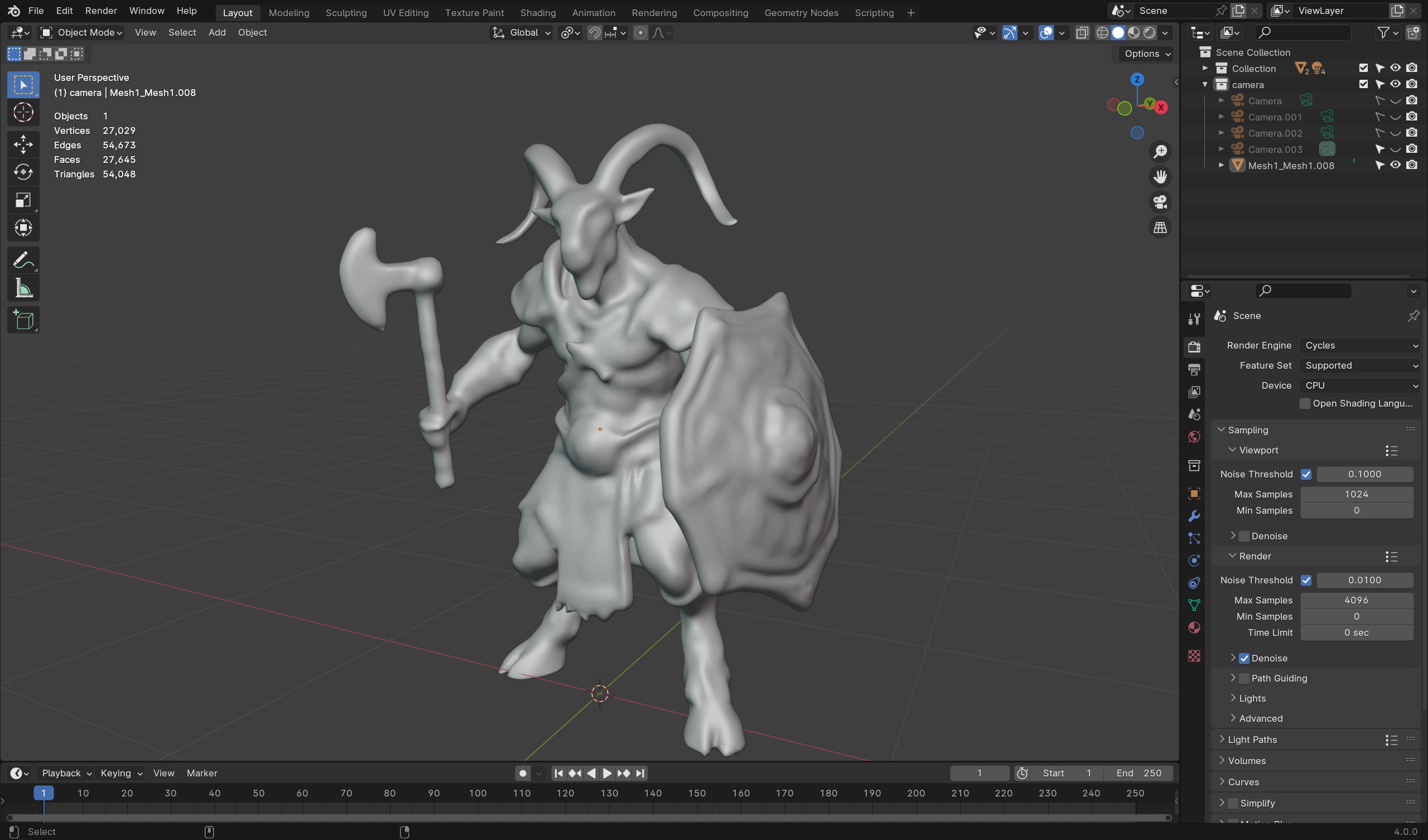 Goat Warrior 3D Model Mythical Fantasy Character Low-poly 3D model_8