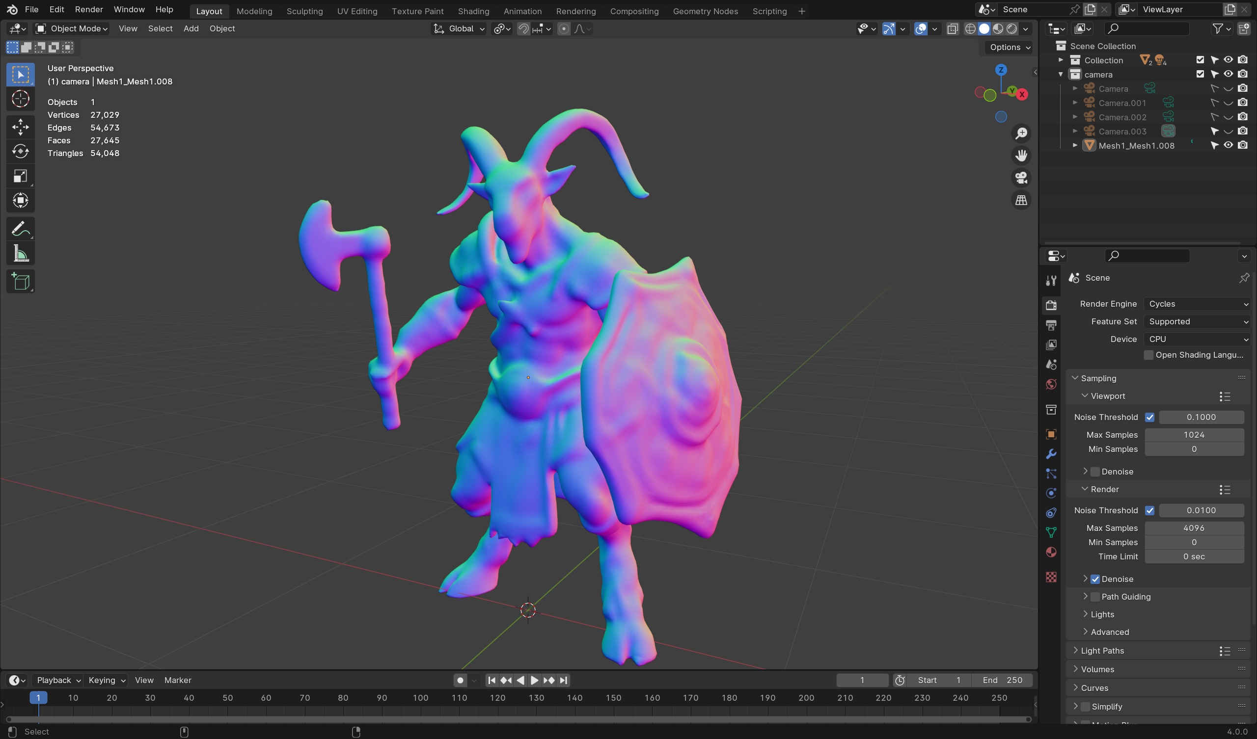 Goat Warrior 3D Model Mythical Fantasy Character Low-poly 3D model_6