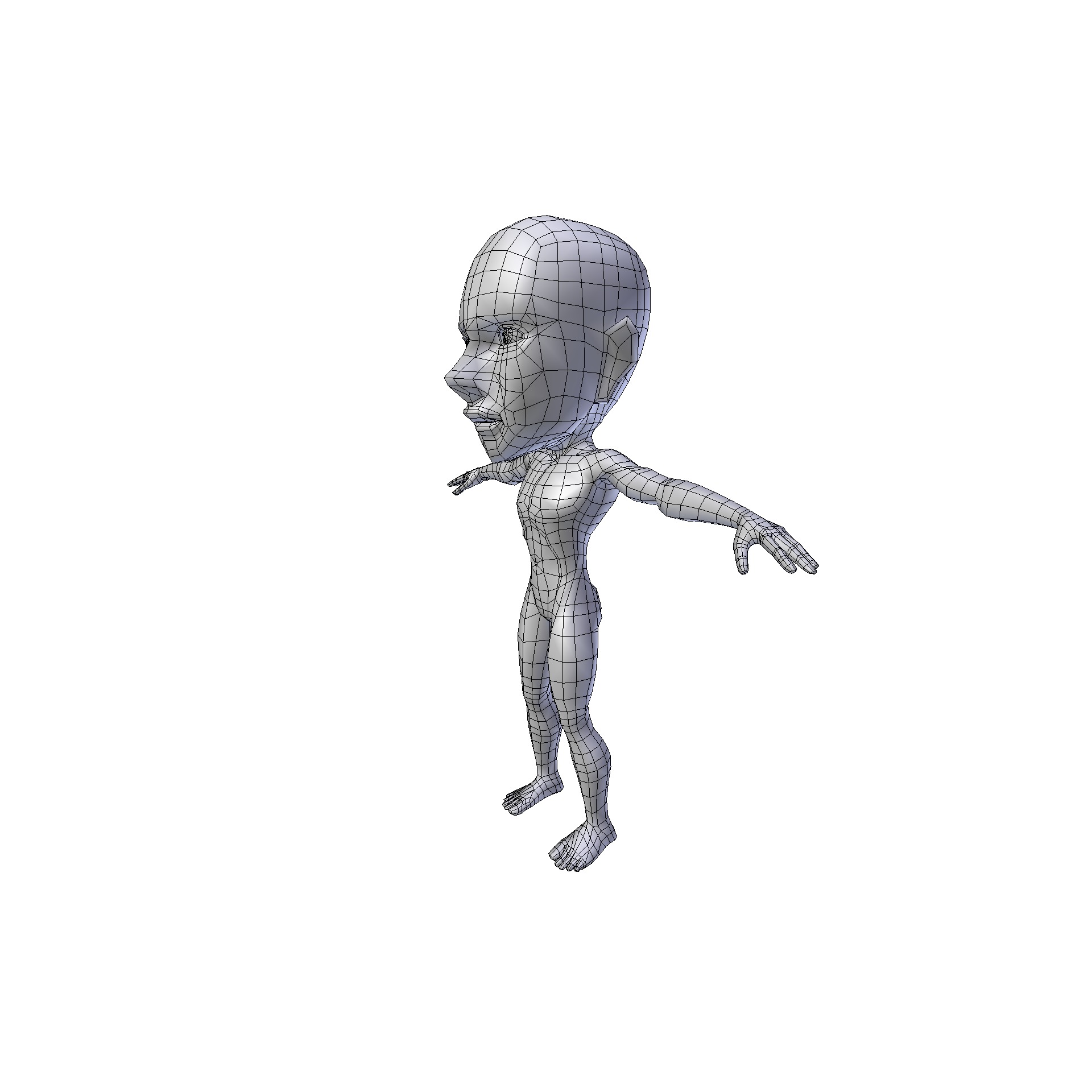 Anime Boy 0 74m basemesh Low-poly 3D model_18