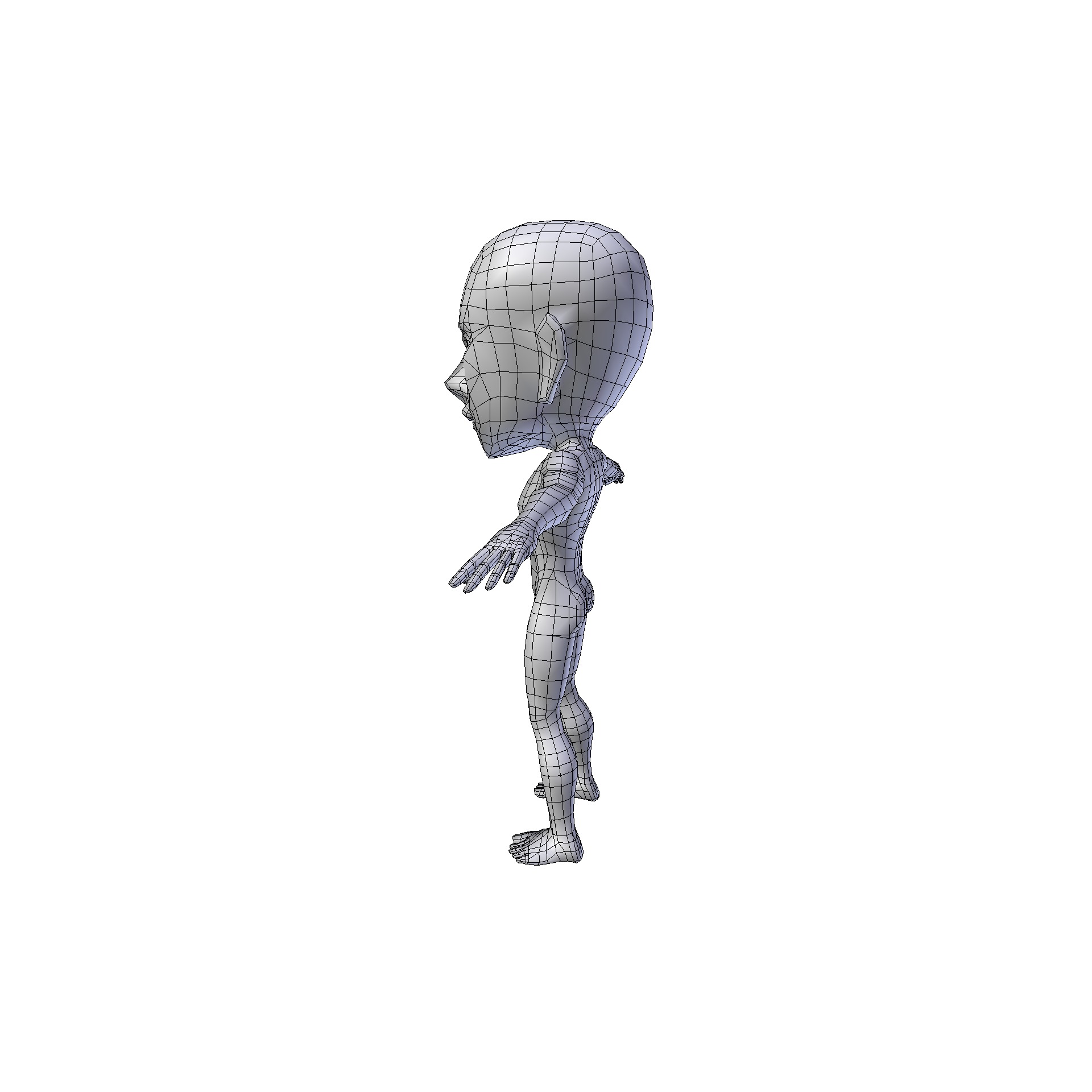 Anime Boy 0 74m basemesh Low-poly 3D model_17