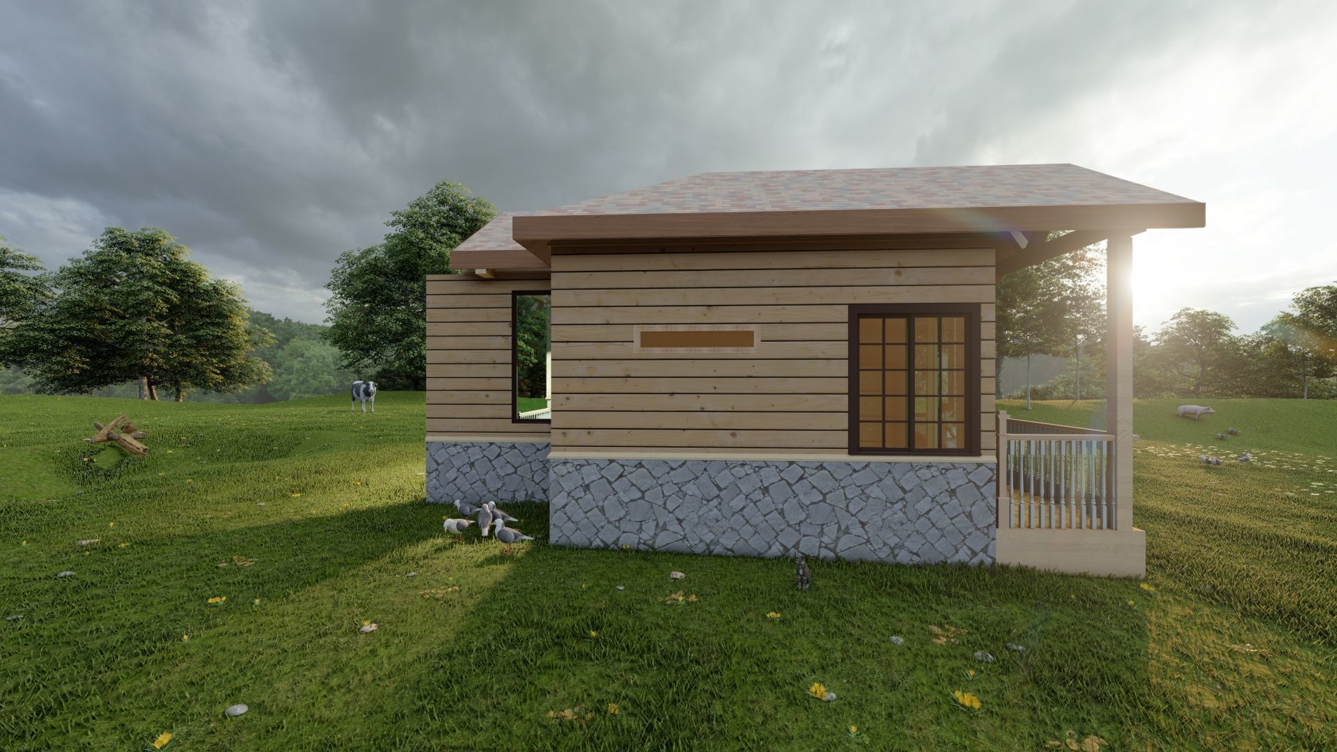 Tiny House Model  Low-poly 3D model_1
