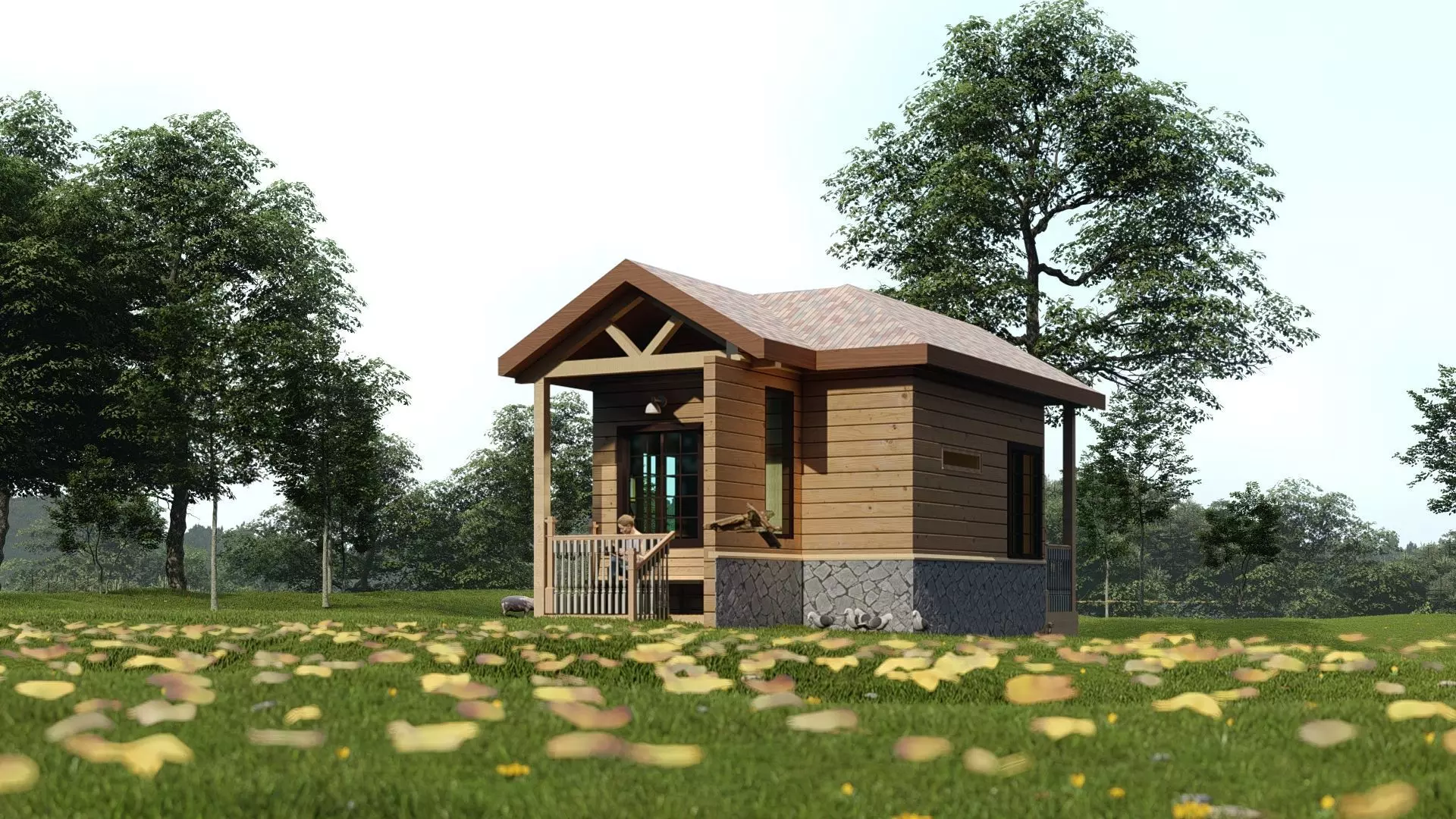 Tiny House Model  Low-poly 3D model_0