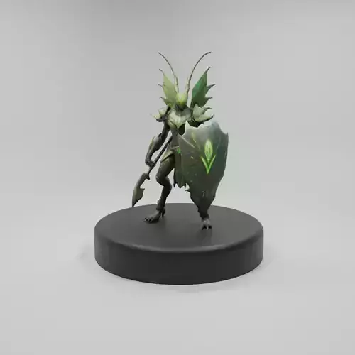 Mantis Warrior 3D Model  Insectoid Fantasy Character  Low-poly 3D model