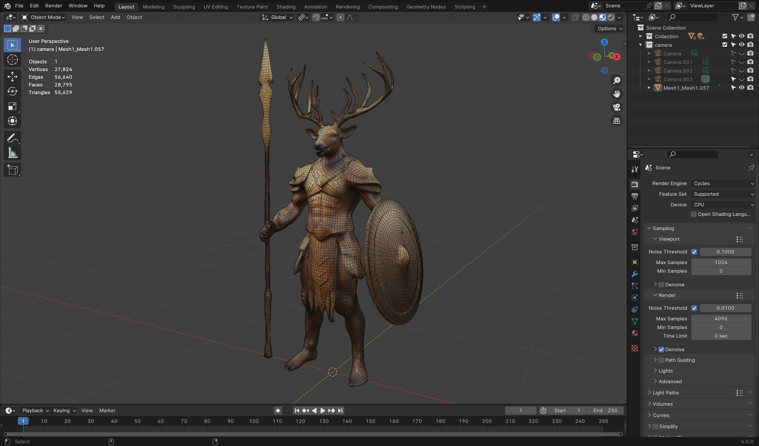 Deer Warrior 3D Model Game-Ready Fantasy Character  Low-poly 3D model_5