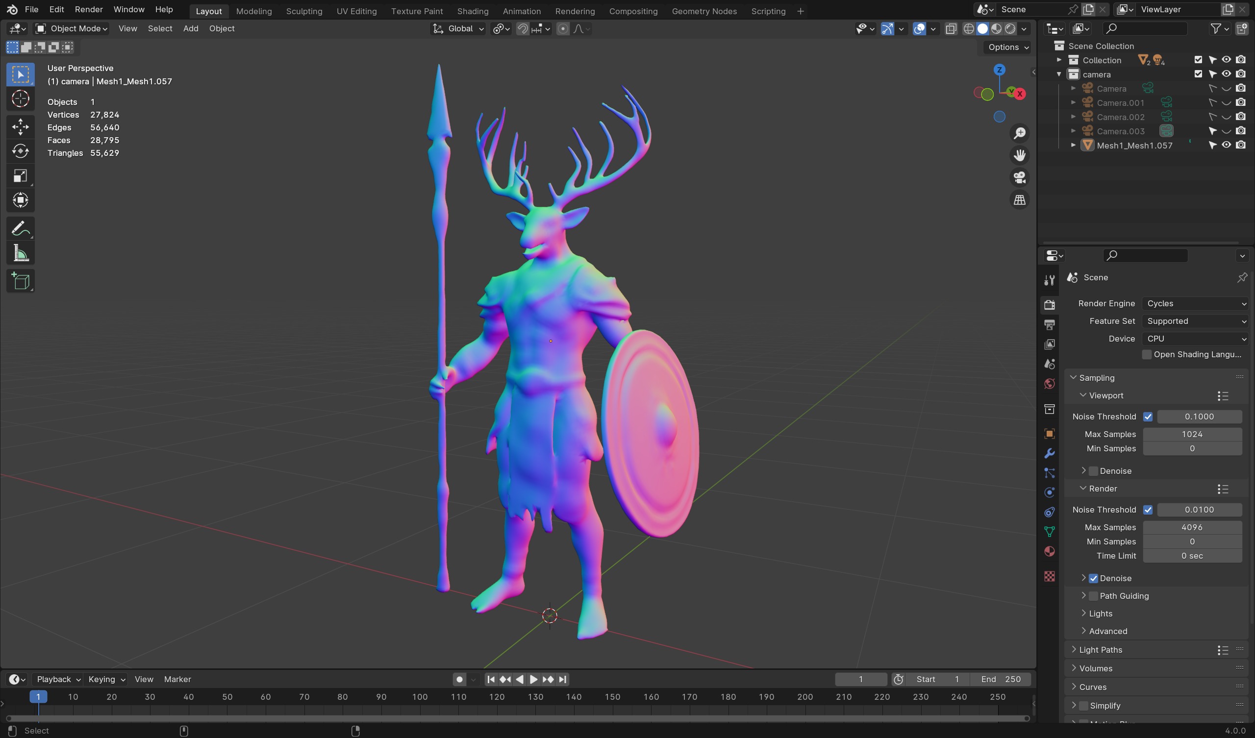 Deer Warrior 3D Model Game-Ready Fantasy Character  Low-poly 3D model_8