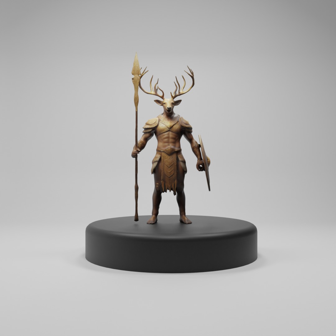 Deer Warrior 3D Model Game-Ready Fantasy Character  Low-poly 3D model_1