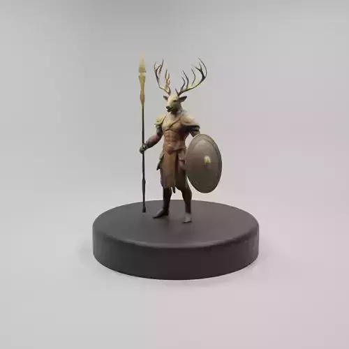 Deer Warrior 3D Model Game-Ready Fantasy Character 