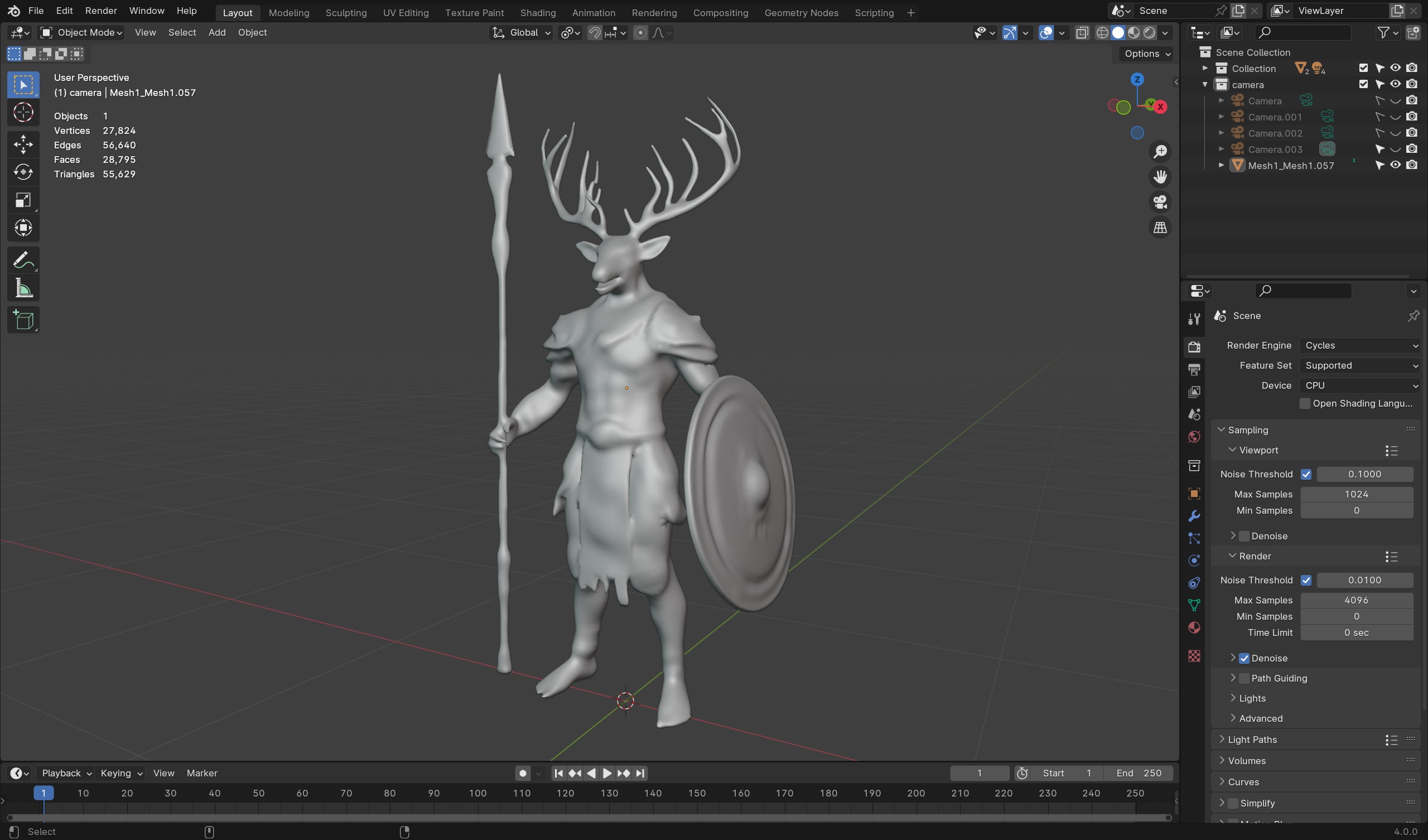 Deer Warrior 3D Model Game-Ready Fantasy Character  Low-poly 3D model_6