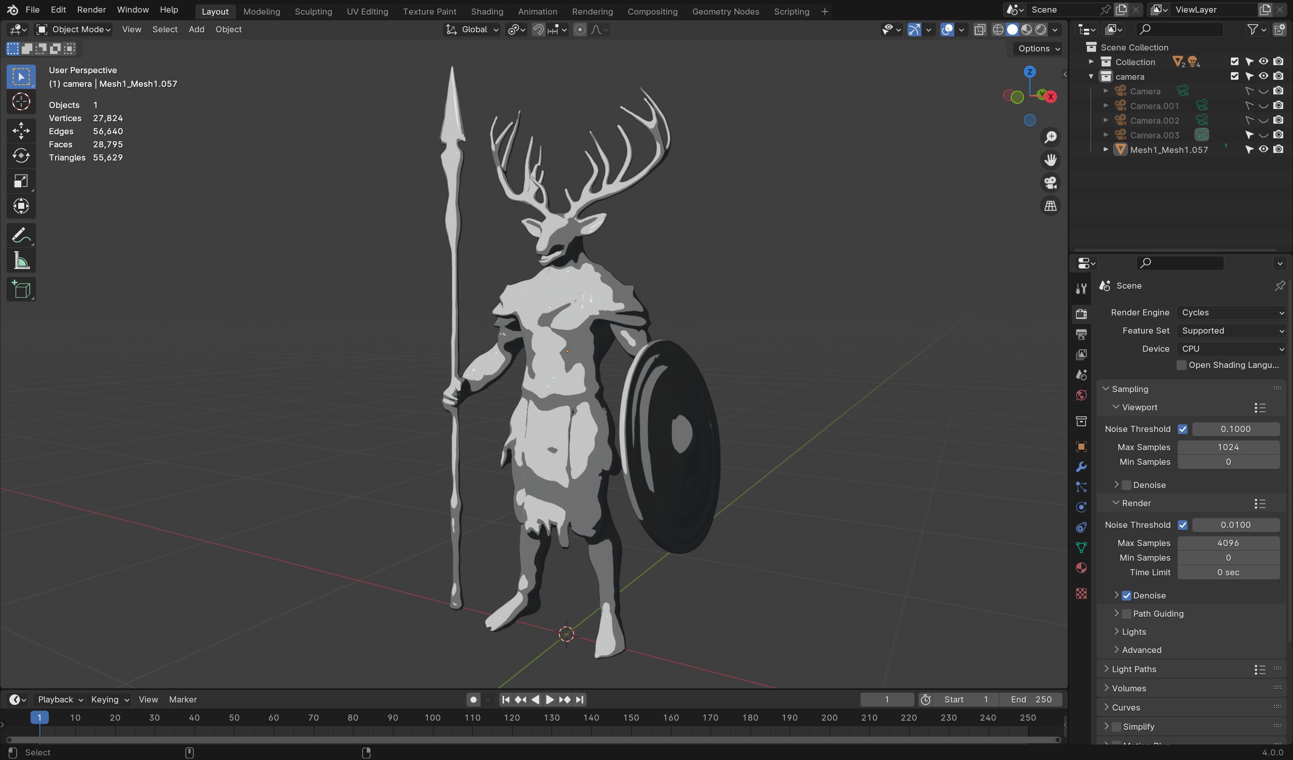 Deer Warrior 3D Model Game-Ready Fantasy Character  Low-poly 3D model_9